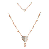 Fossil Rose Gold Plated Stainless Steel Sadie Flutter Heart Pendant with Multi-Strand Chain