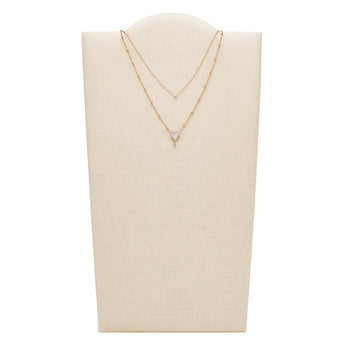 Fossil Rose Gold Plated Stainless Steel Sadie Flutter Heart Pendant with Multi-Strand Chain