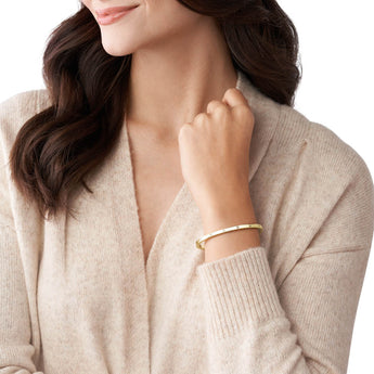 Fossil Yellow Gold Plated Stainless Steel Sadie  Cuff Bangle