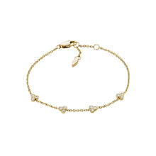 Load image into Gallery viewer, Fossil Yellow Gold Plated Stainless Steel Sadie Trio Glitz CZ Bracelet