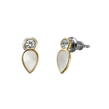 Load image into Gallery viewer, Fossil Yellow Gold Plated Stainless Steel Mother Of Pearl Teardrop Stud Earring