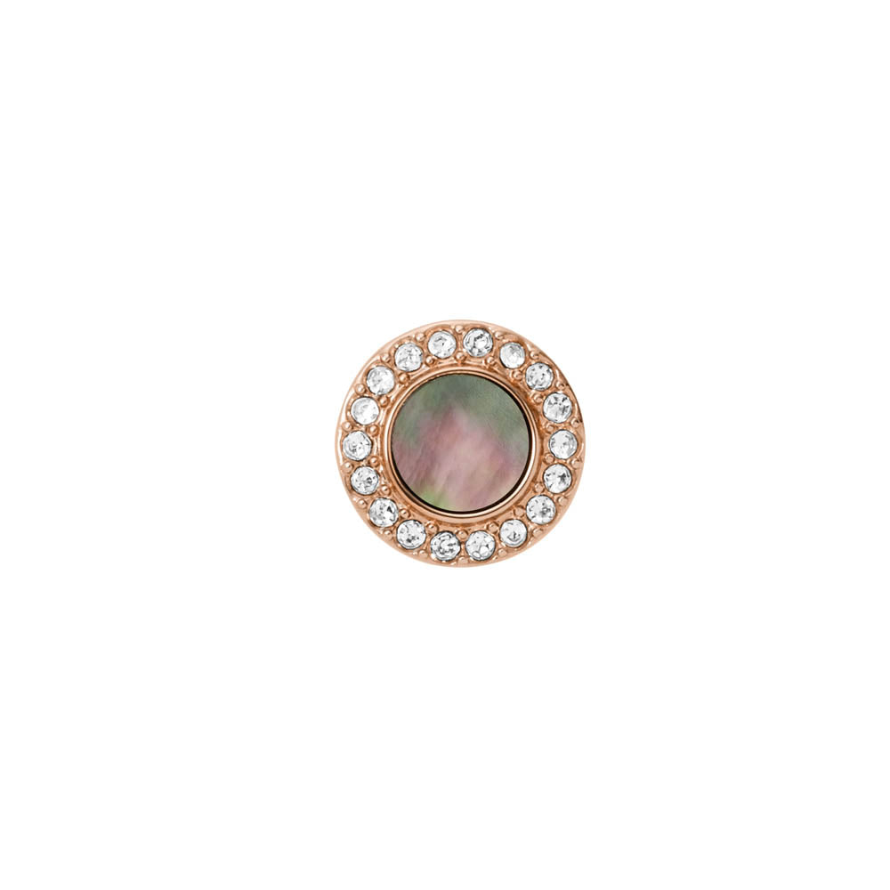 Fossil Rose Gold Plated Stainless Steel Gray Mother Of Pearl Glitz Stud Earring