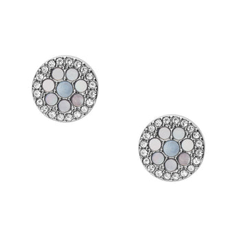 Fossil Silver Plated Stainless Steel Blue Mosaic Stud Earring