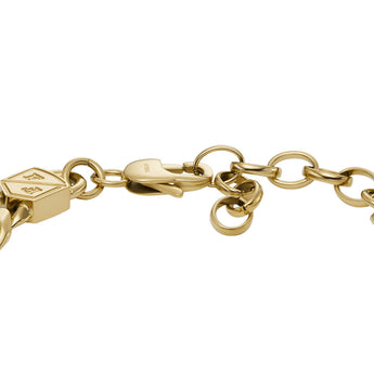 Fossil Yellow Gold Plated Stainless Steel Jewelry Bold 16.5+5cm Bracelet