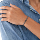 Fossil Stainless Steel Jewelry Hematite Beaded 25cm Bracelet