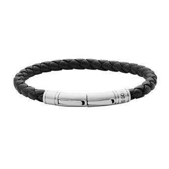 Fossil Stainless Steel Jewelry Brown Braided Leather 21.7cm Bracelet