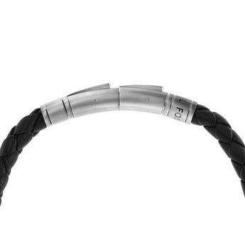 Fossil Stainless Steel Jewelry Brown Braided Leather 21.7cm Bracelet