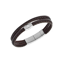 Load image into Gallery viewer, Fossil Stainless Steel Jewelry Brown Multistrand Braided Leather Bracelet