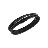 Fossil Stainless Steel Jewelry Multistrand Black Leather Bracelet