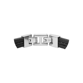 Fossil Stainless Steel Jewelry Multistrand Black Leather Bracelet