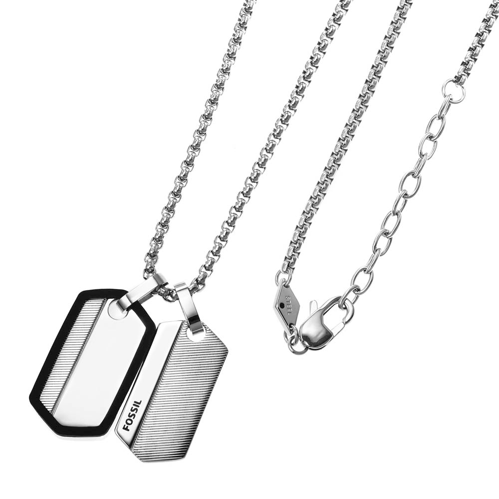 Fossil Stainless Steel Harlow Dog Tag Pendant with Chain