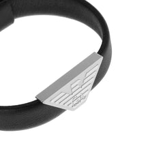 Load image into Gallery viewer, Emporio Armani Stainless Steel Black Leather ID Bracelet