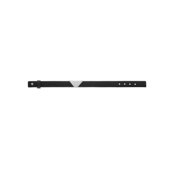 Emporio Armani Stainless Steel Black Leather ID Bracelet