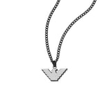 Emporio Armani Silver And Black Pendant On Chain