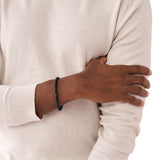 Emporio Armani Stainless Steel Black Onyx Beaded Bracelet