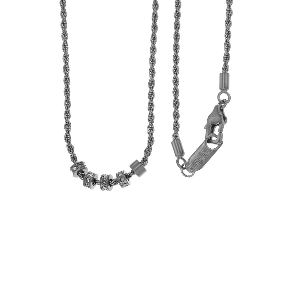 Emporio Armani Gunmetal And Stainless Steel Rondelle Chain