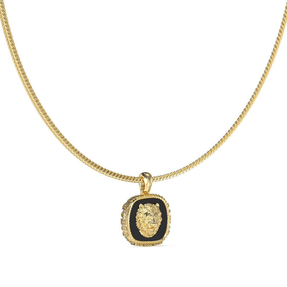 Guess Men's Jewellery Gold-Plated Stainless-Steel Lion 18mm Charm Pendant On 21" Chain