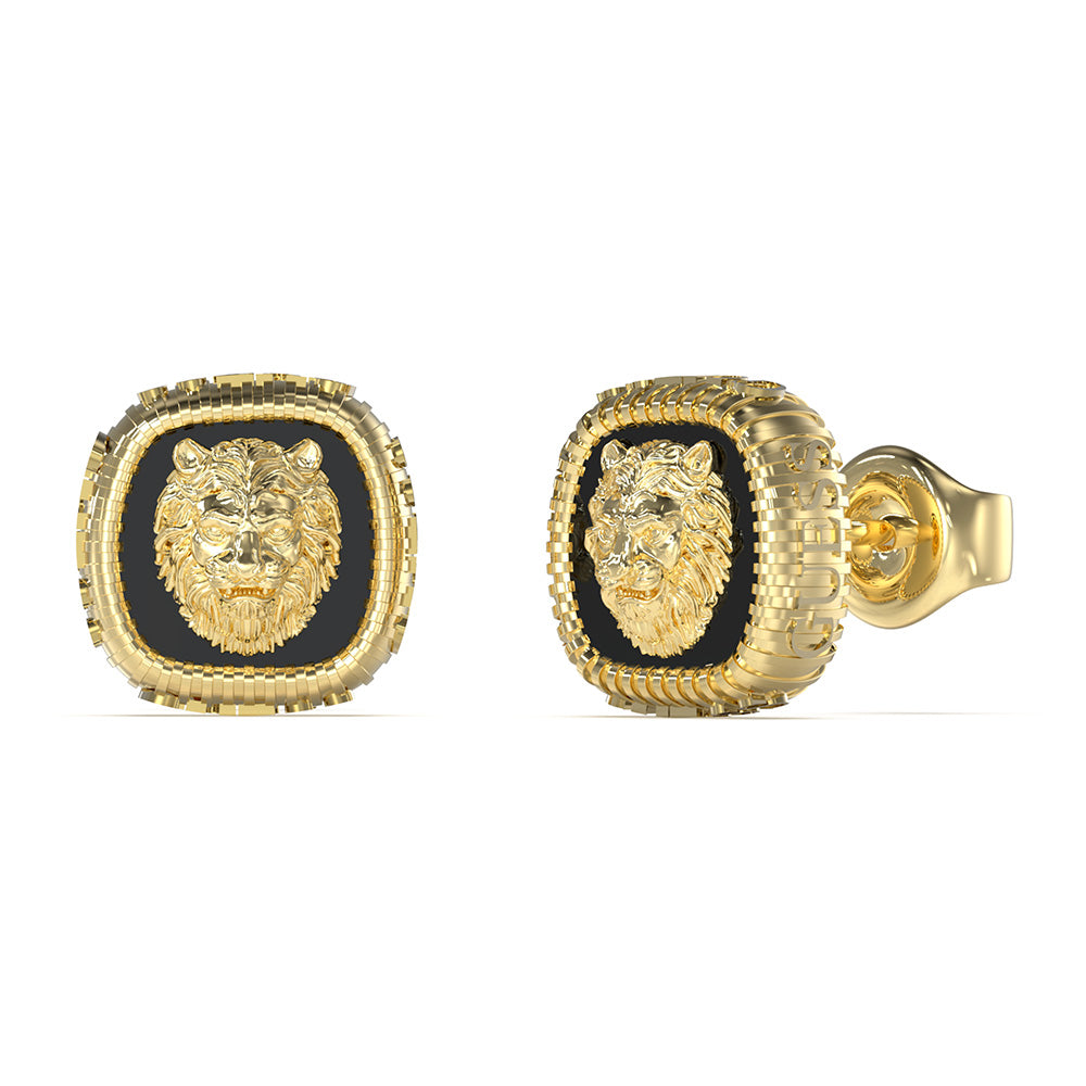 Guess Men's Jewellery Gold-Plated Stainless-Steel Lion 13mm Stud Earrings