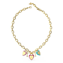 Load image into Gallery viewer, Guess Gold Plated Stainless Steel Multi Heart &amp; Key 16-18&quot; Chain