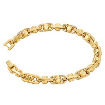 Michael Kors Gold Plated Brass Astor Link Pave 7.5" Bracelet