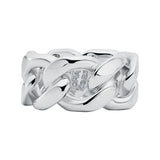 Michael Kors Silver Plated Brass Unisex Flat Curb Chain Ring