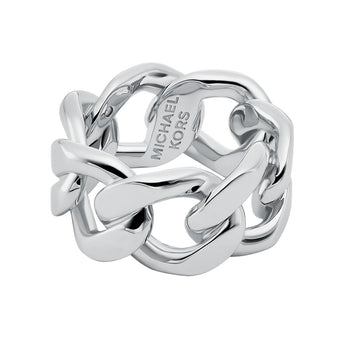 Michael Kors Silver Plated Brass Unisex Flat Curb Chain Ring