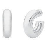 Michael Kors Silver Plated Brass Chunky Platinum Hoop Earrings