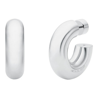 Michael Kors Silver Plated Brass Chunky Platinum Hoop Earrings