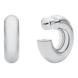 Michael Kors Silver Plated Brass Chunky Platinum Hoop Earrings