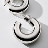 Michael Kors Silver Plated Brass Chunky Platinum Hoop Earrings