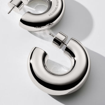 Michael Kors Silver Plated Brass Chunky Platinum Hoop Earrings
