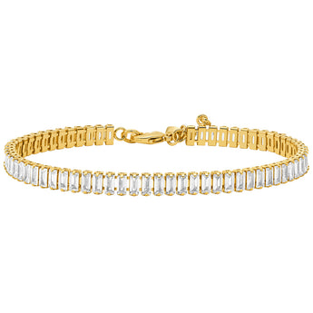 Michael Kors Gold Plated Brass Zirconia Baguette Tennis Bracelet