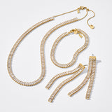 Michael Kors Gold Plated Brass Zirconia Baguette Drop Statement Earrings