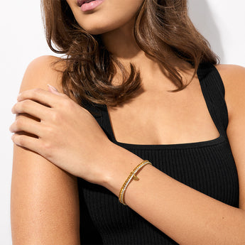 Michael Kors Gold Plated Brass Clear & Terracotta Zirconia Stretch Bracelet