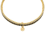 Michael Kors Gold Plated Brass Clear And Black Zirconia Stretch Tennis Bracelet