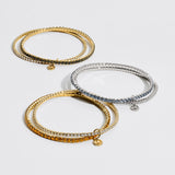 Michael Kors Gold Plated Brass Clear And Black Zirconia Stretch Tennis Bracelet