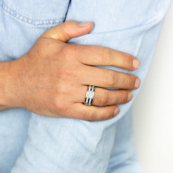Stainless Steel Zirconia Double Channel Ring