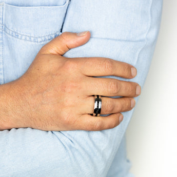 Stainless Steel Black Zirconia Channel Ring