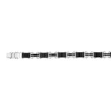 Stainless Steel Black And Silver Hinged 21cm Bracelet