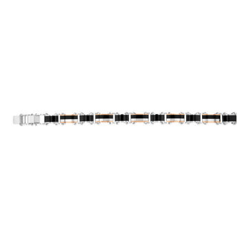 Stainless Steel Multitone Silver Black And Chocolate Hinged 21cm Bracelet