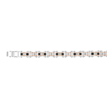 Stainless Steel Multi Tone Silver Black And Chocolate 21cm Bracelet