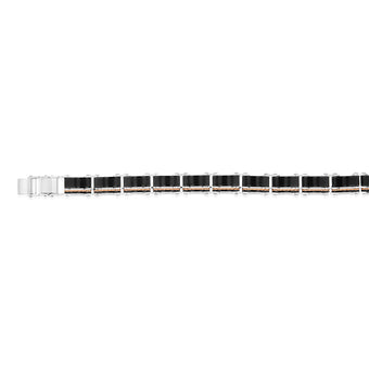 Stainless Steel Multitone Silver Black And Chocolate Hinged 21cm Bracelet