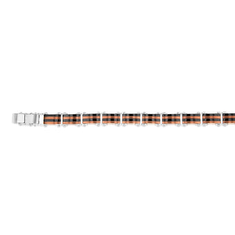 Stainless Steel Multo Tone Black Silver And Chocolate Hinged 21cm Bracelet