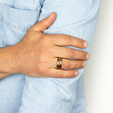 Tungsten Brown Wood Pattern Center Line 8mm Ring