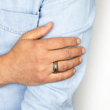 Silver Matt Stripes Rosegold 8mm Tungsten Ring