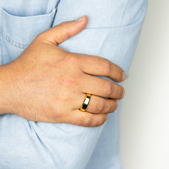 Matt Finish Beveled Edge Gold Polished Tungsten Ring