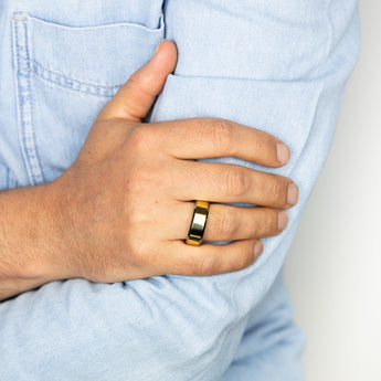Matt Gold Polished Beveled Edges 8mm Tungsten Ring