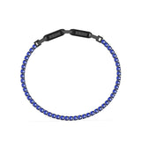 Guess Men's Jewellery Stainless Steel Blue Tennis Black Logo Buckle Bracelet