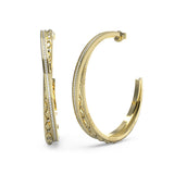 Guess Gold Plated Stainless Steel 52mm Matelasse And Pave Hoop Earrings
