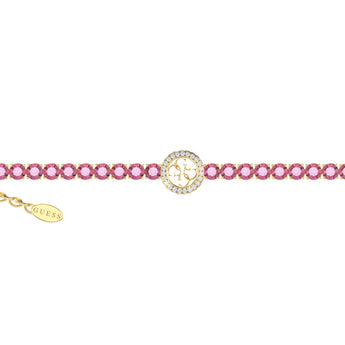 Guess Gold Plated Stainless Steel 3mm 4G Logo Cubic Zirconia Tennis Bracelet
